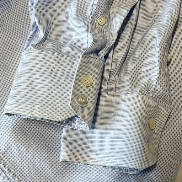 Bruli | Mens Blue White Long Sleeve Button Down Collar Dress Shirt 42 - Picture 6 of 7